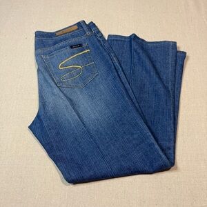 Seven 7 For All Mankind Women’s Size 12 Dojo Flare Blue Jeans Denim Bell Bottoms
